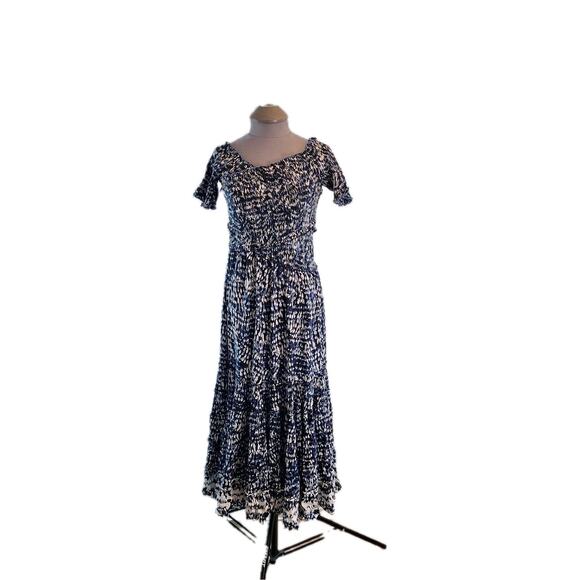 Poupette St Barth Size L Short Sleeve Maxi Dress Eccentric/asymmetrical Shoulder - Picture 1 of 9